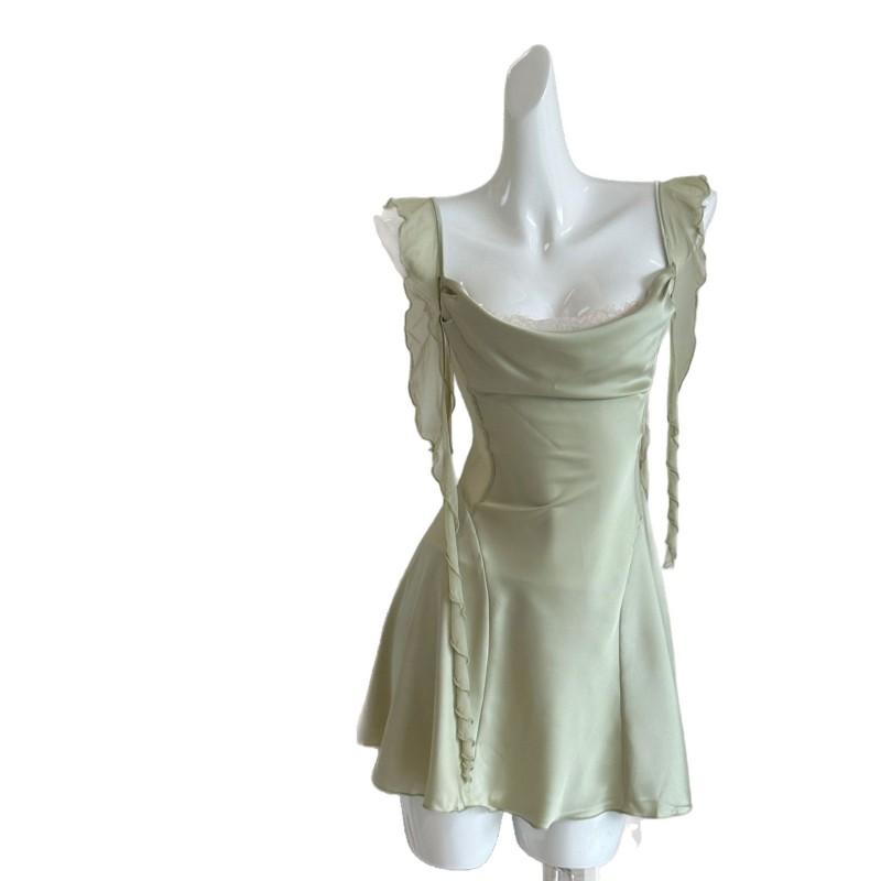 2026 Lace Strap French Nightdress Slim Pure Style Sexy Nightwear Ice Silk Homewear