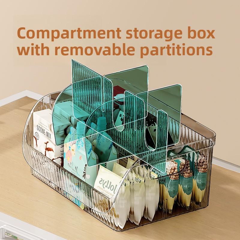 Large Clear Divided Desktop Storage Box Multi functional Space Saving Organizer for Home Disposable Cups Snacks Sorting