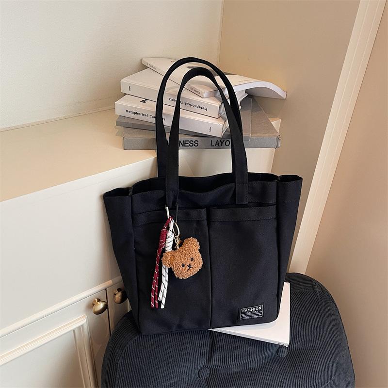 2025 new trendy Korean version ins versatile lazy fashion student women's shoulder bag men's casual simple canvas bag