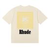 RHUDE Geometric Letter Print T-Shirt Mens Womens American Vintage Short Sleeve Tee