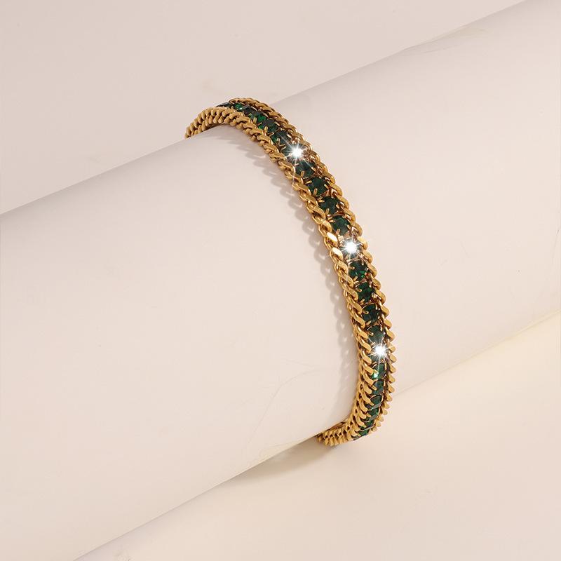 Titanium Steel Bracelet - Women's Simple Stainless Steel Bracelet with Three Layers of Diamonds, Versatile and Luxurious Hand Chain