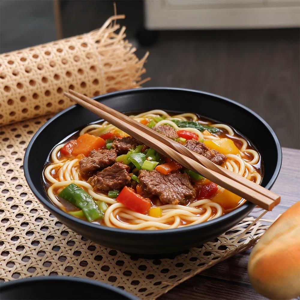 Melamine Ramen Bowl Pure Black Noodle Bowl Tableware Fruit Salad Bowl  Rice