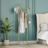 67in Coat Rack Stand, Golden Metal Freestanding Heavy Duty Clothes with