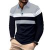 Nové pánské prodyšné košile s dlouhým rukávem a klopou, pánské polo tričko Basic Large Top Splice