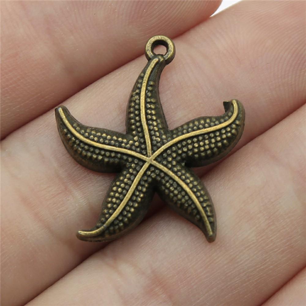 10pcs Charms Marine Starfish Antique Bronze Silver Color Pendants Making DIY Handmade Tibetan Silver Color Jewelry