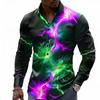 Camisas de manga larga con estampado de relámpagos para hombre, cárdigan informal, nuevas camisas de moda con botones para las fiestas