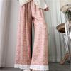 Lace Pants, Butterfly Knot Cotton Silk Printed Wide Leg Pants, Women's Spring And Summer Elastic Waist High Waist Pants, Cartoon Cute Cool Pants