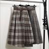 Jupe Midi Plaid Taille Haute Élastique pour Femmes Jupe Laine Ligne A Ourlet Irrégulier Jupe Casual Vintage Rétro Ceinturée Automne 2026 Grande Taille