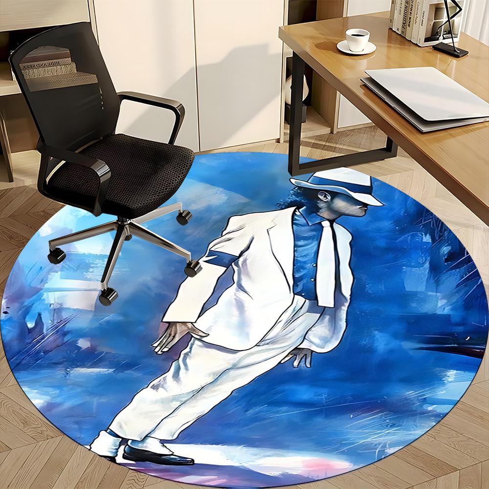1pc Michael Joseph Jackson Moonwalk Office Round Area Rug, Under Office Chairs Bedroom Living Room Home Decor A1022332