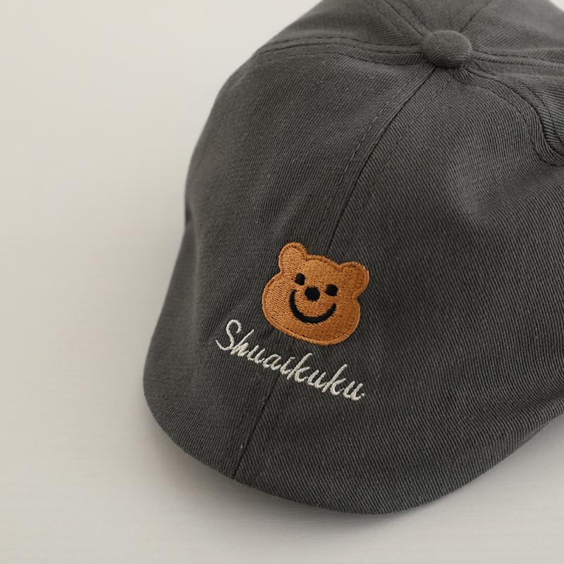 5 Farben Bär Baby Hut für Mädchen Jungen Kappe Vintage Baumwolle Kid Baskenmütze Hüte Einstellbar Infant Kleinkind Kappe 1-3Y