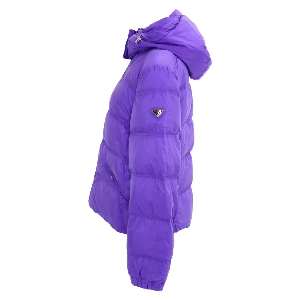 PRADA [Good condition/domestic regular] 290543 R192 Triangle logo plate hooded down jacket Jacket 42 purpleUsed