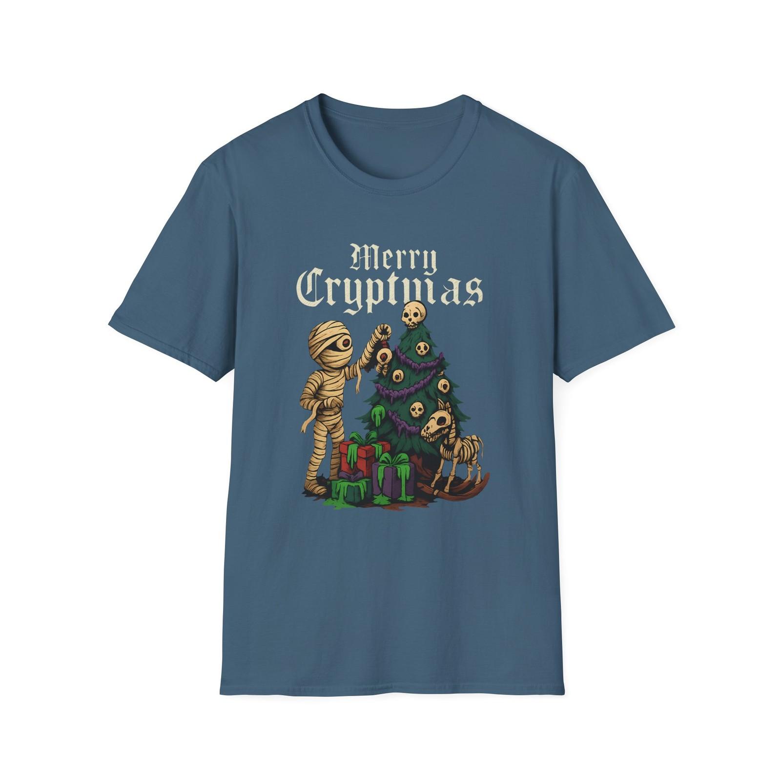 Unisex Softstyle T-Shirt Mens Womens Tees Top Merry Cryptmas Funny Mummy Skull Slime Horror Christmas S