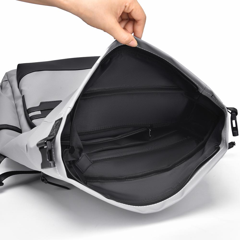Modern Oxford Fabric Backpack for Men & Women – Minimalist Roll-Top Design with Water-Resistant Material and Multiple Pockets