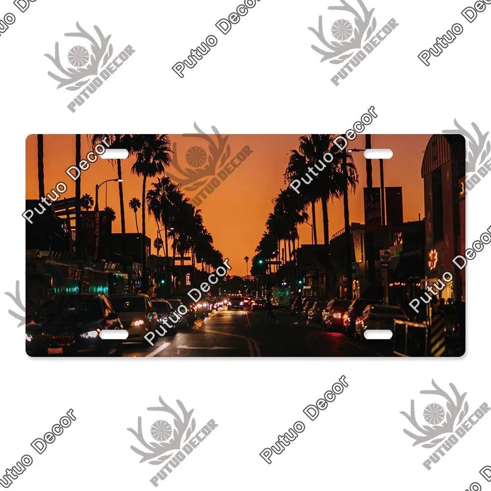 Putuo Decor Západ slunce SPZ Kovová cedule Plaketa Kovová Vintage Dekorace do obývacího pokoje Dveře Nástěnná dekorace k moři