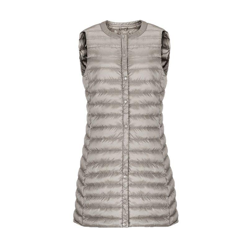 New light down jacket women's medium and long loose and thin versatile vest jacket vest buttons trendy