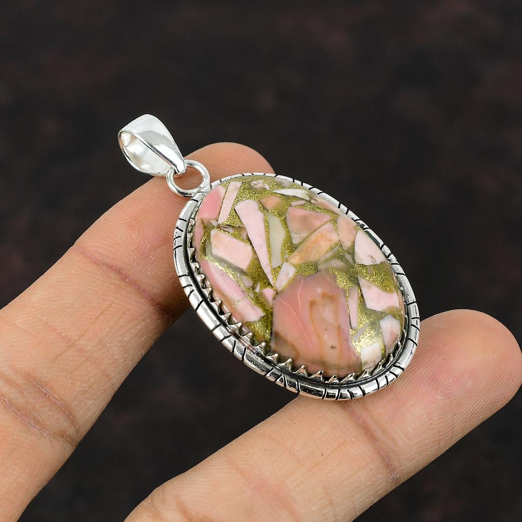 Copper Pink Opal Pendant Handmade Elegant Pendant 925 Sterling Silver Pendant Gemstone Jewelry Anniversary Gift For Mother Pink Opal Jewelry