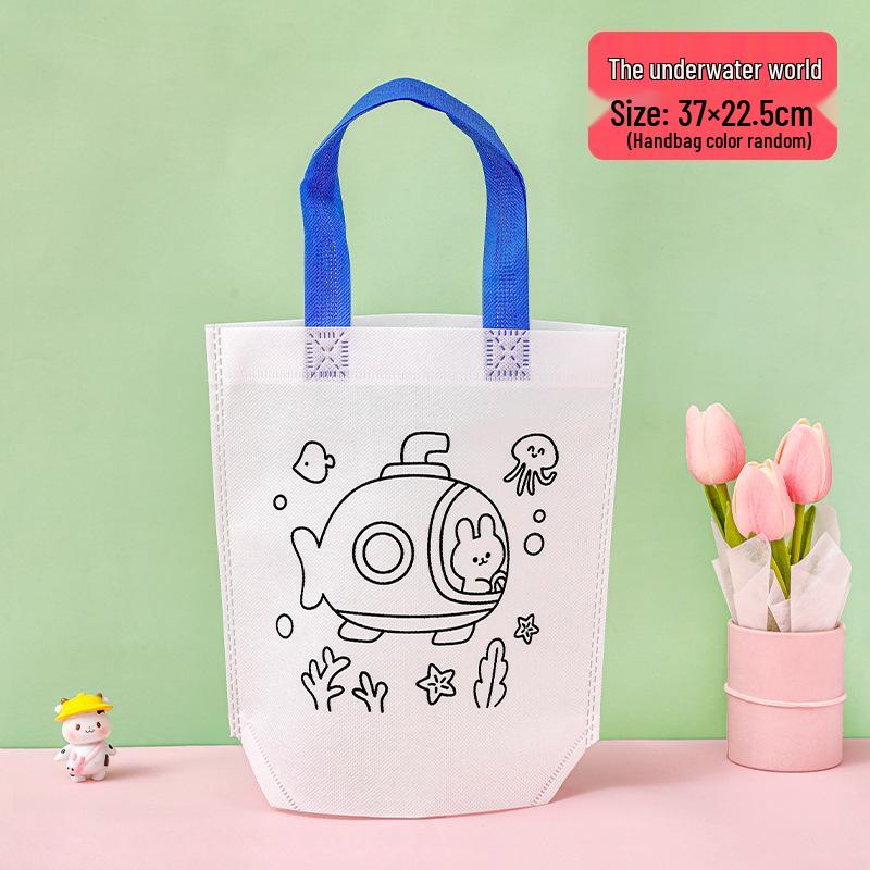 Kids' DIY Graffiti Handbag: Non-Woven Cartoon Painting Bag for Kindergarten Gifts