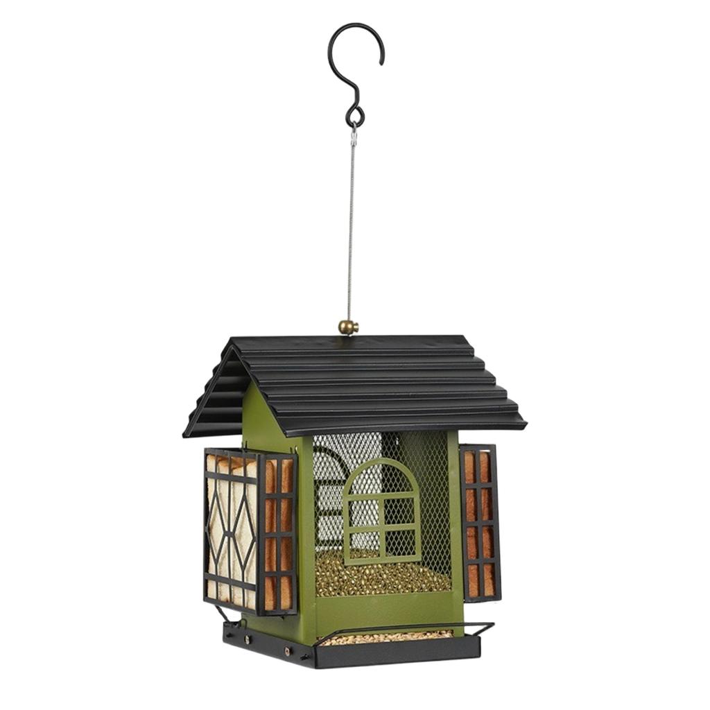 Outdoor Wrought Iron Hanging Bird Feeder For Balconies, -Resistant, Large Capacity Food Storage, Garden And Patio Decoration, Bird Feeding.