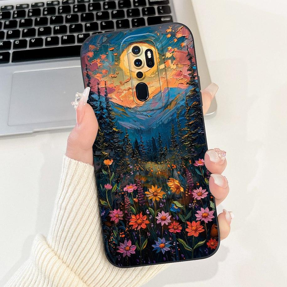 Case For OPPO A9 2020 Cover A5 2020 Coque CPH1937 CPH1959 Capa Fashion Flower Painted Shockproof Bumper For OPPO A11 A11X Fundas