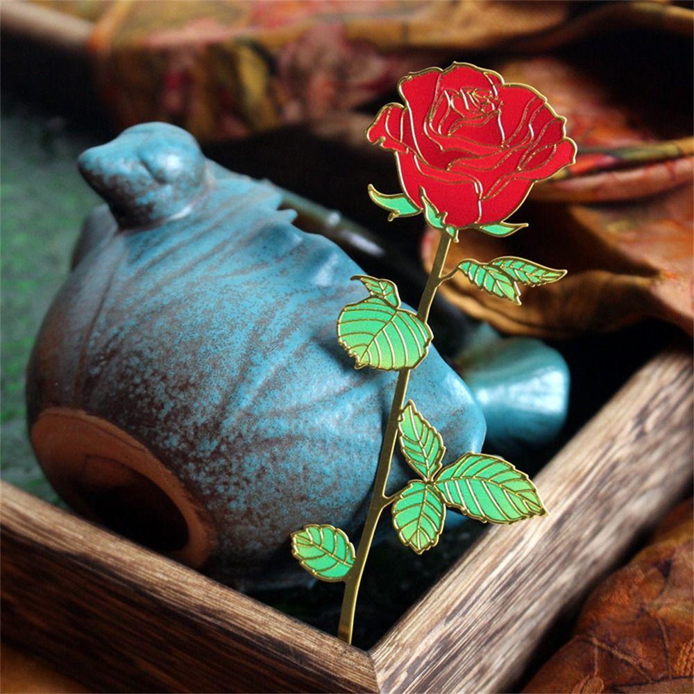 Zinc Zinc Alloy Pendant Rose Bookmarks Office School Reading Book Mark Metal Bookmark  Teacher Gifts