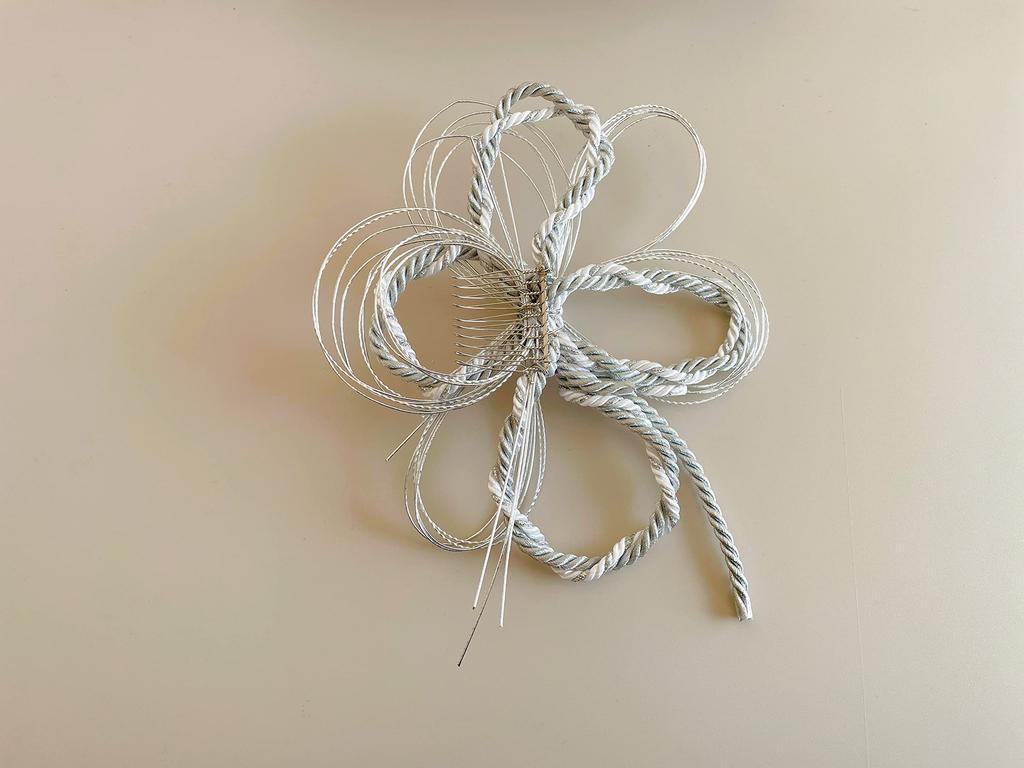 Japanese Hair Mizuhiki White and Graduation Wedding Head Dress Ornament, Ornament, Silver, Kumihimo, Mizuhiki, Coming-of-Age Ceremony, Ceremony,