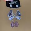 Orecchini Pendenti a Forma di Farfalla con Zirconi Stile Coreano Ago d'Argento: Orecchini Eleganti e di Alta Gamma per Donna.