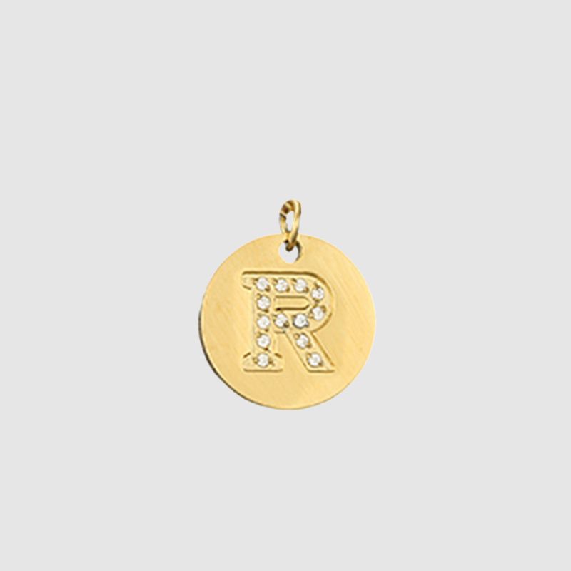 CARLIDANA Classique Minimaliste Alphabet 26 Breloques Lettres en Cristal Collier Pendentif Rond Lettre Acier Inoxydable Collier DIY