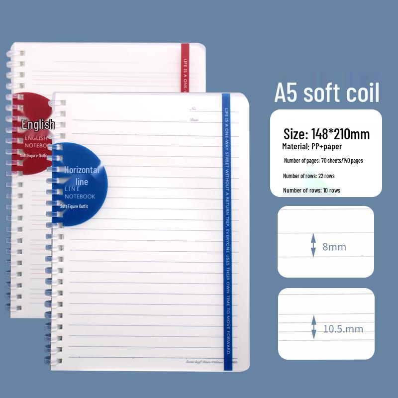 Extra Thick B5 Horizontal Grid Soft Coil Notebook – A5 Size, Hand-Friendly Design