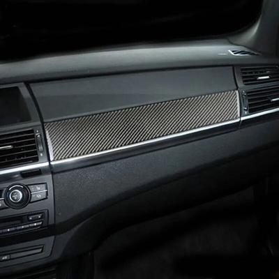 Painel de controle automático de fibra de carbono, painel de copiloto, guarnição de decoração de interiores, adesivos para BMW X5 E70 X6 E71, acessórios para carro
