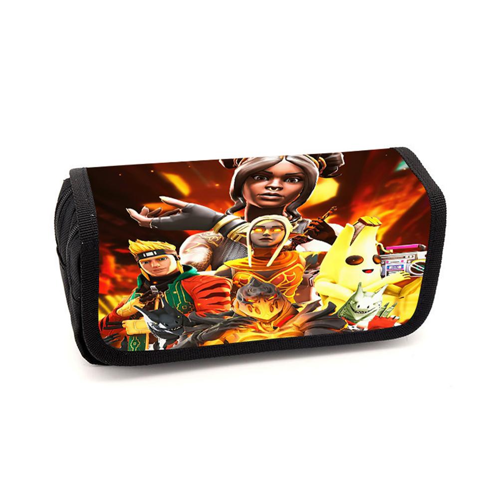 FORTNITE Cartoon Pencil Box Double Layer Flip Pen Case Lightweight Stationery for Kids School Daily Use,Boys&Girls Ages 6-11