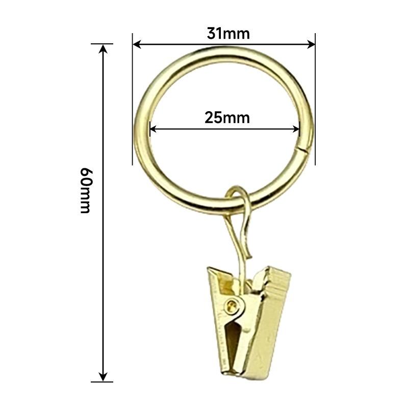 10 Pack Rustproof Drapery Metal Curtain Rings with Clips, Tension Curtain Hangers Clips, Decorative Curtain Rod Window