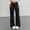 Women's Mid Rise Striped Flare Pants Slim Fit Office Trousers Vertical Stripe Suit Pants