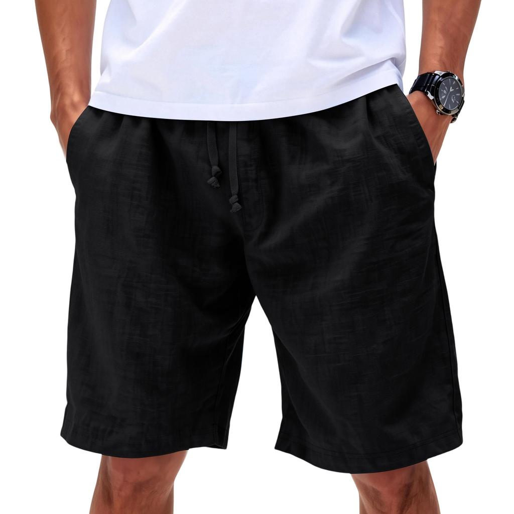 Men's Linen Casual Beach Shorts | Elastic Drawstring Waist Lightweight Shorts For Summer Daily Wear