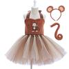 Cartoon Monkey Dress for Girls - Children's Day Animal Role-Play Costume