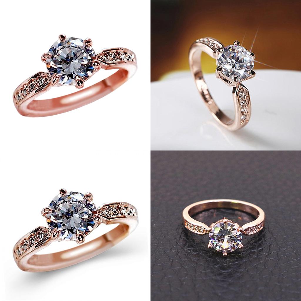 Water Crystal Rose Gold Claw Ring With Adjustable Size For Men Women Gift