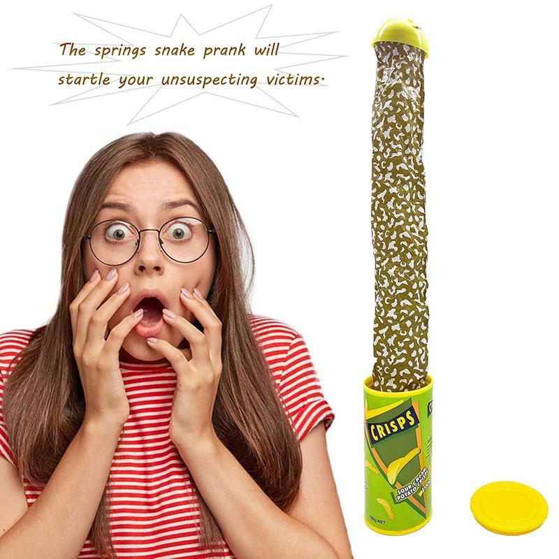 April Fool'S Day Fun Potato Chips Creative Teasing Toy Shocking Candy Box Bounce Snake Bucket Trick Supplies