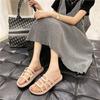 Korean Version of One-character Hollow Slippers Female Outer Wear Fairy Style Home Simple Flat-bottomed Slippers Casual Open-toed Cool Slippers