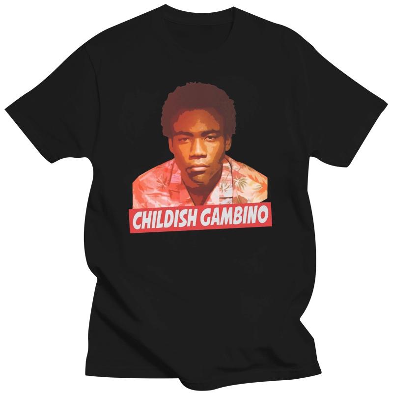 T-shirts noirs fashion pour homme T-shirt d'été pour unisexe T-shirt humour T-shirt Childish Gambino Vêtement avec impression supérieure T-shirt