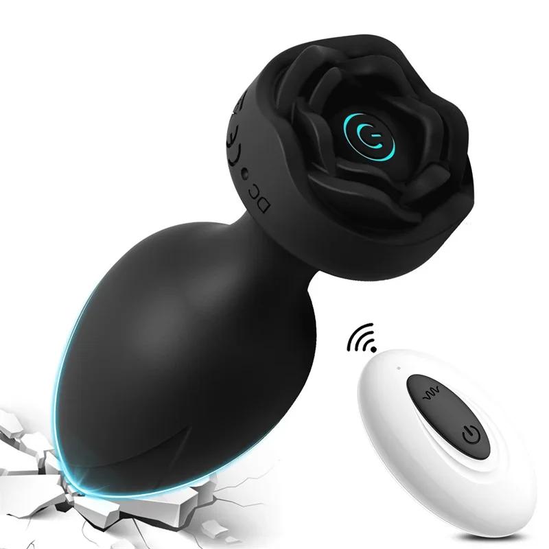Rose Anal Vibrator For Women Dildo Butt Plug G Spot Stimulator Wearable Vibrator For Men Prostate Massager Anal Beads Adult Toys