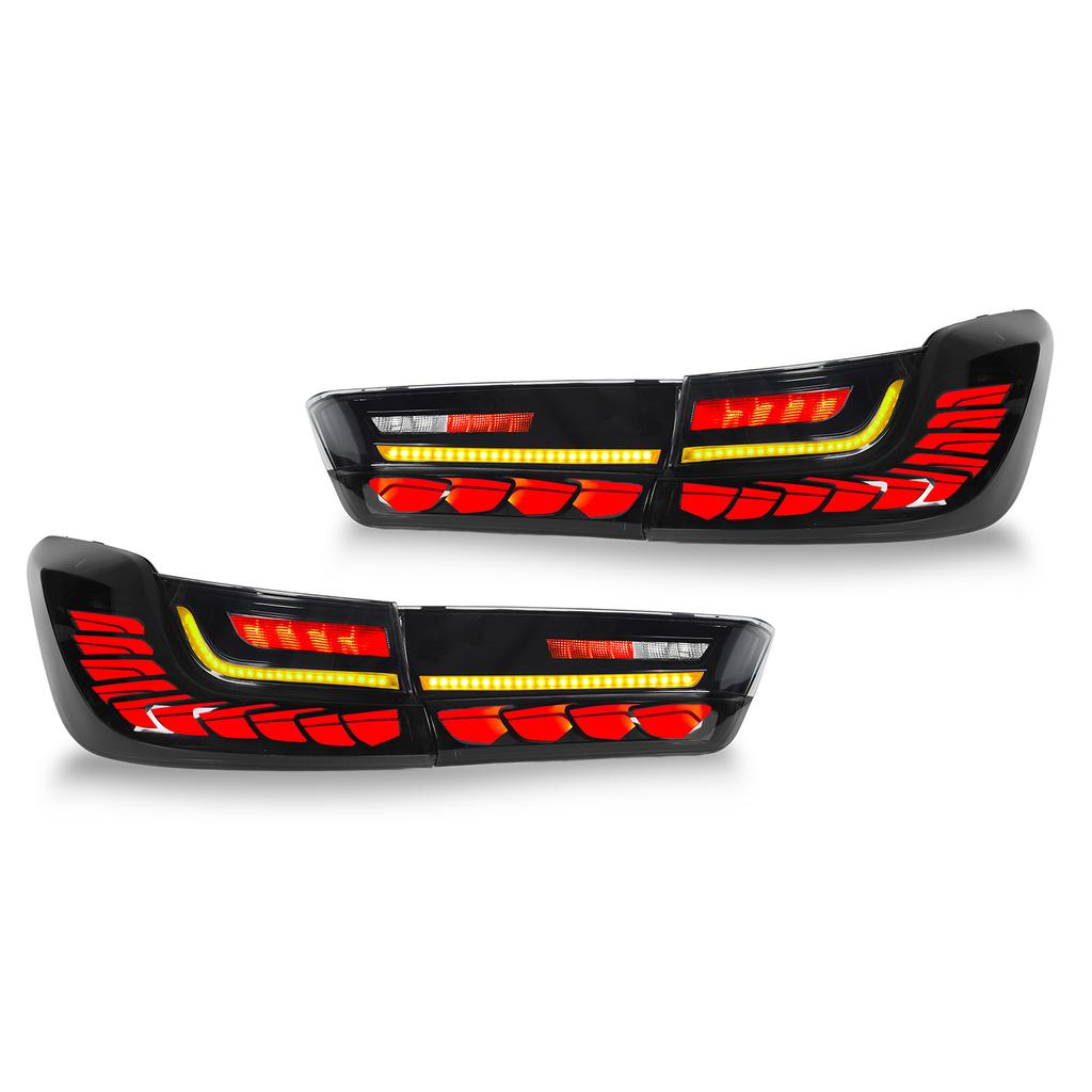 GTS LED Style LED Tail Lights Dynamic Turn Signal for 3 Series G20 M3 G80 2019 to 2023 Black Red