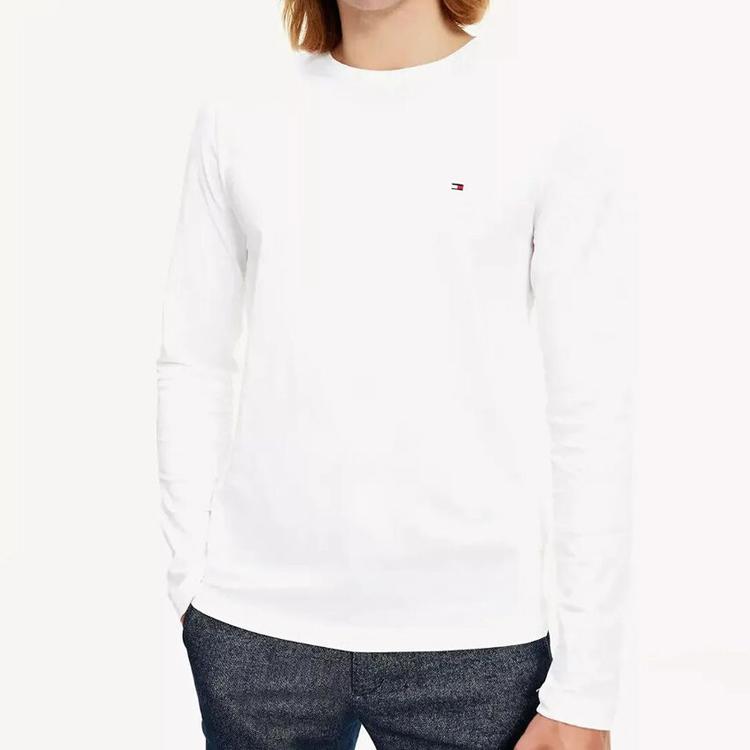 Tommy Hilfiger Solid Color Crew Neck Long Sleeve T-Shirt Men tops White 78J6911-100