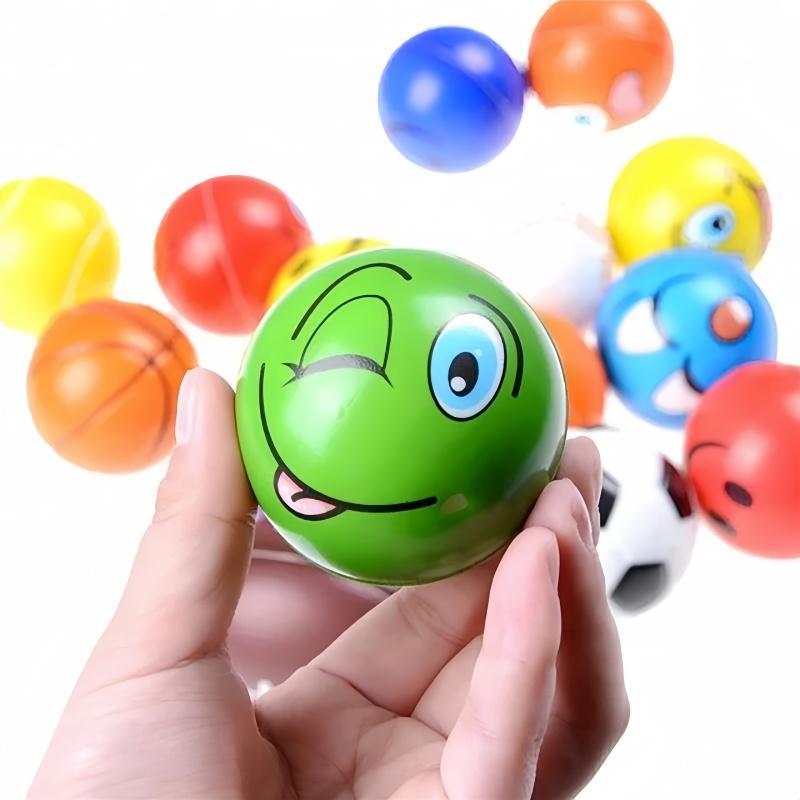 12Pcs Funny Sponge Pressure Expression Soft Ball Squeeze Funny Expression PU Foam Soothing Toy Wrist Action Sport  Toy Ball