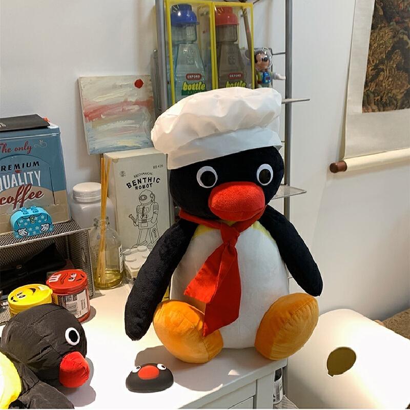 Chef Penguin Plush Doll Cute Cartoon Stuffed Toy With Hat And Scarf Home Decor Sofa Cushion Birthday Gift Multiple Sizes