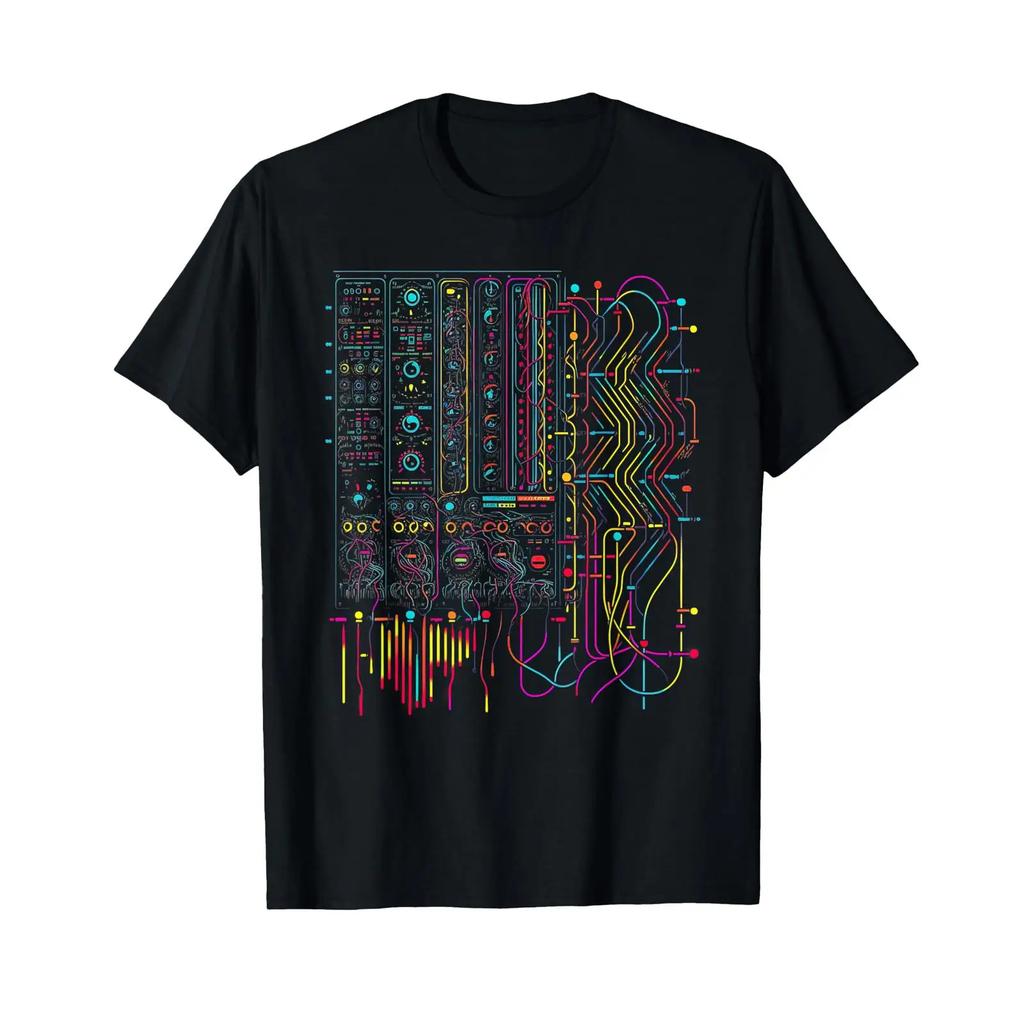 Analogue Synthesiser Electronic Music Modular Life T Shirt Vintage Washed Homme Soft Slightly Comfortable Casual