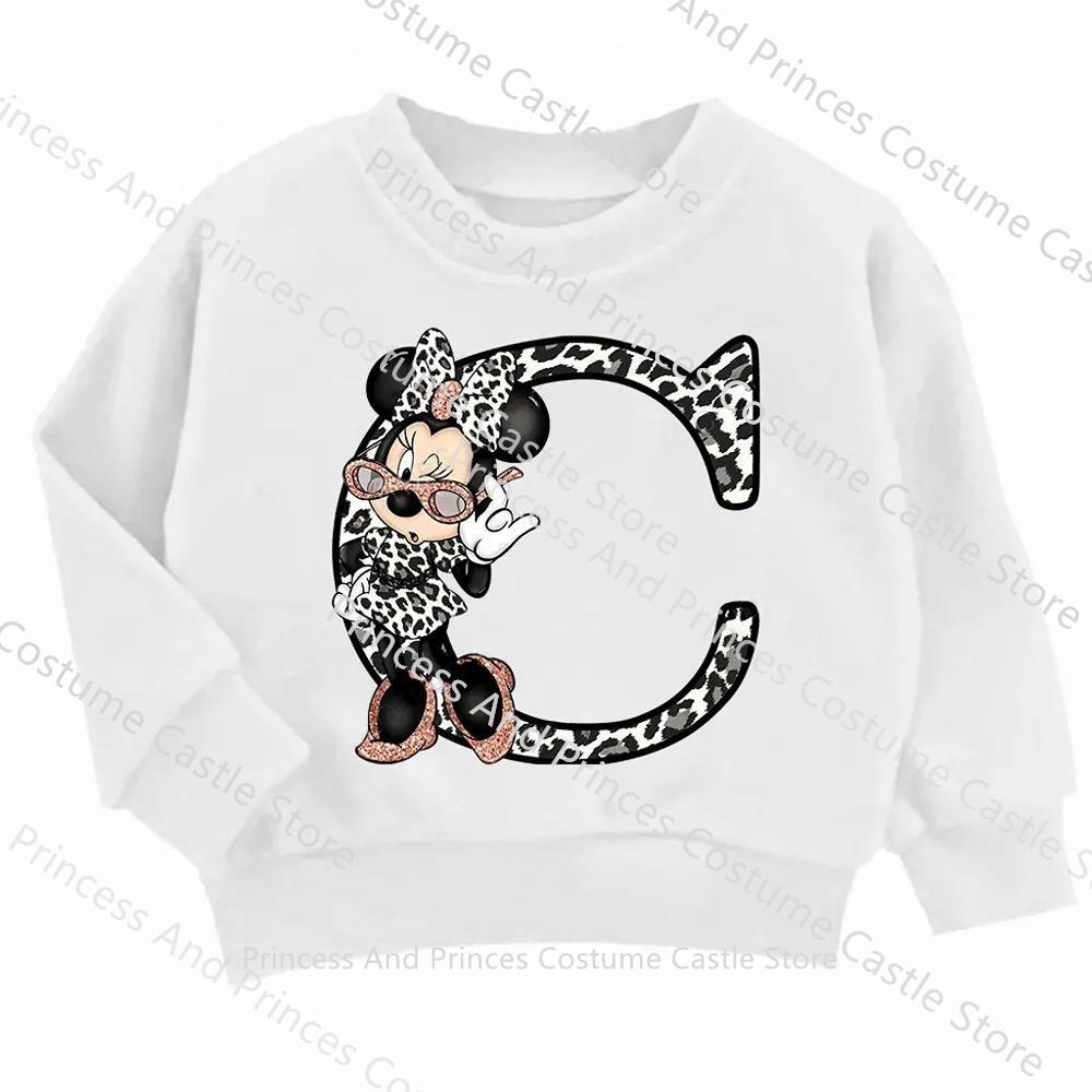 Children MINISO Minnie Hoodie Letter A B C D Kid Casual Clothes O-neck Pullover Little Baby Kawaii Cartoons Boy Girl Sweatshirts