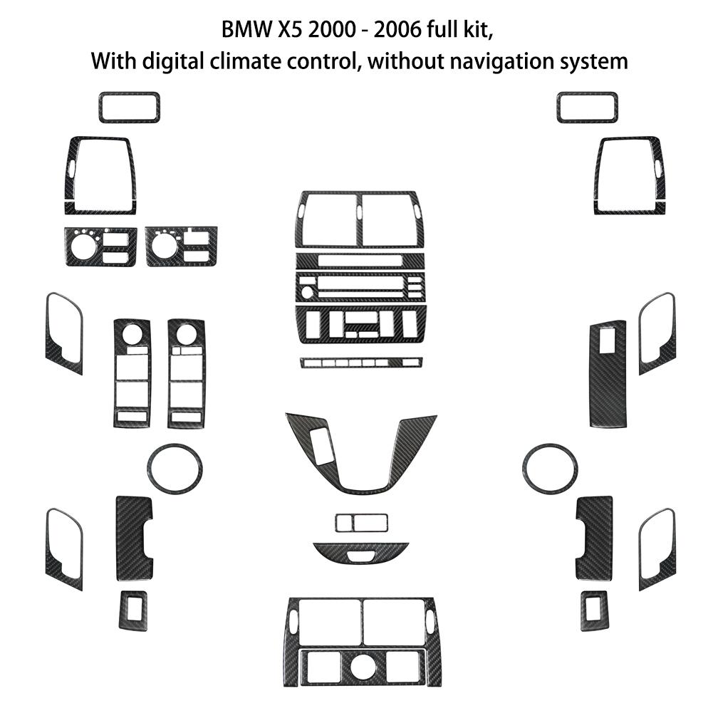 Carbon Fiber Car Center Console Air Conditioning CD Gear Control Panel Trim Cover Sticker For BMW X5 2000-2006 Car Accessories