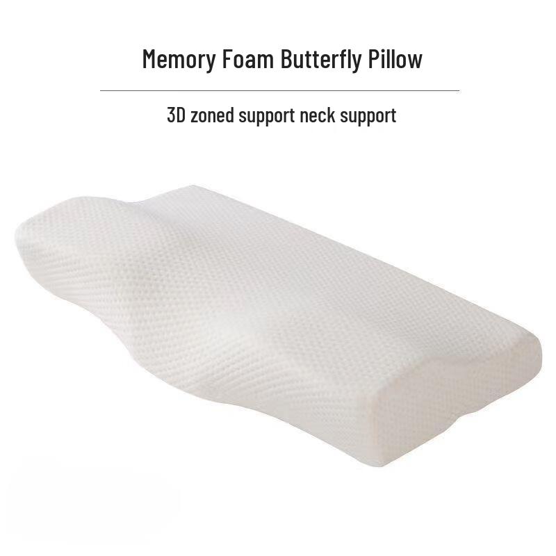 OLOMM Butterfly Memory Foam Cervical Support Pillow with Gypsophila Pillowcase, 2-Pack