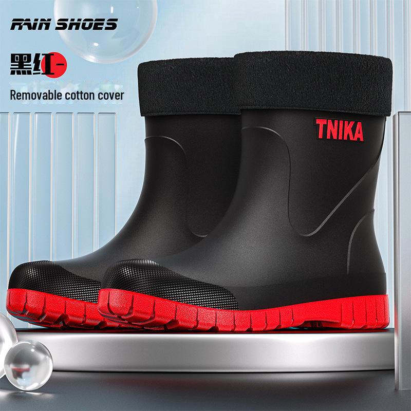 

Чоловічі модні водонепроникні світловідбиваючі дощові черевики зі середньою трубою - нековзке гумове рибальське взуття 44