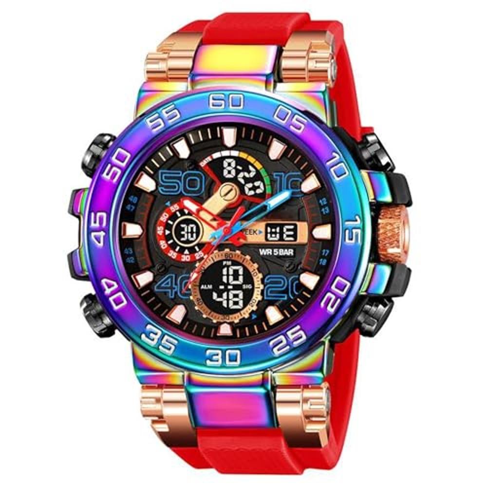

Findtime Multifunctional Digital Watch Men s Analog Dual Time Military Large Screen Luminous LED Light Alarm Stopwatch Equipped with 50M Waterproof 8
