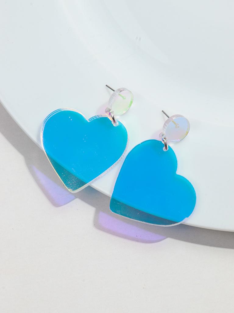 New Valentine's Day Heart Acrylic Earring for Women Girls Glitter Colorful Love Shape Drop Earrings Fashion Jewelry Gifts